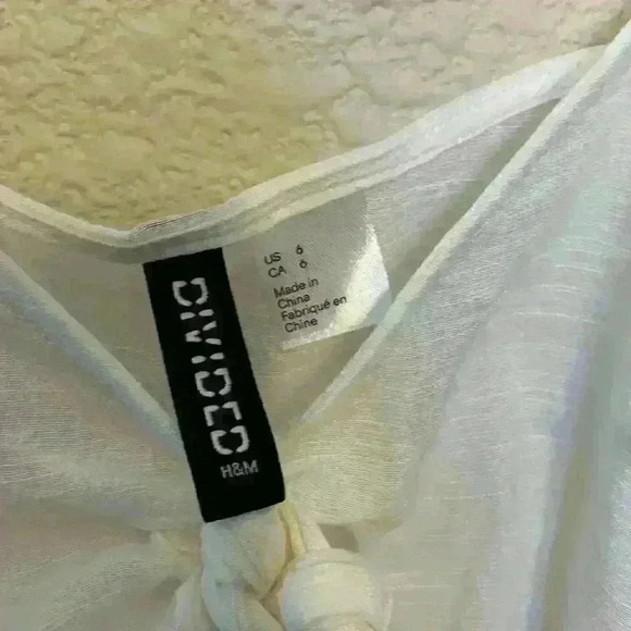 H & m white crop sz 6 preppy feminine bridal Beachy resort vacation ruffle comfy - Picture 2 of 7